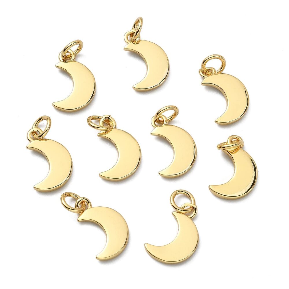 4559 10 pcs 18K Gold Plated Brass Charms Moon Charms for Jewelry Making